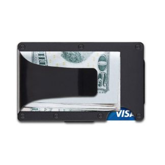 Slim Wallet - Porta carte di credito / porta tessere / porta banconote con clip fermasoldi in acciaio e protezione RFID