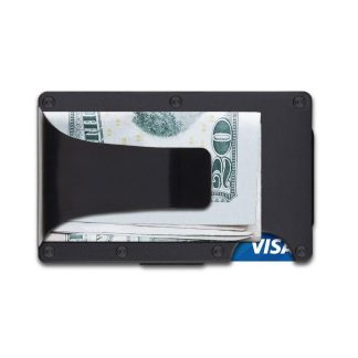 Slim Wallet - Porta carte di credito / porta tessere / porta banconote con clip fermasoldi in acciaio e protezione RFID