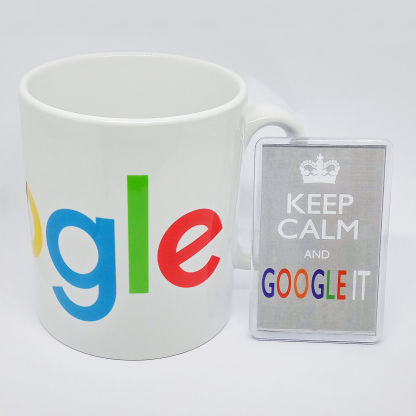 Tazza Mug con logo Google da Colazione in ceramica + Cornice Magnete KEEP CALM AND GOOGLE IT