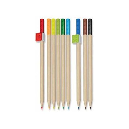 LEGO Set di 9 Matite Colorate assortite + 2 Toppers a forma di mattoncino - immagine 5