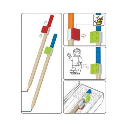 LEGO Set di 9 Matite Colorate assortite + 2 Toppers a forma di mattoncino - immagine 7