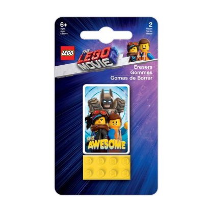THE LEGO Movie 2 - Set Gomma da cancellare + Gomma Mattoncino per Ufficio o Scuola