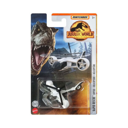 Matchbox Jurassic World Rapid Rescue Copter Modellino Elicottero 1:64 Die-Cast